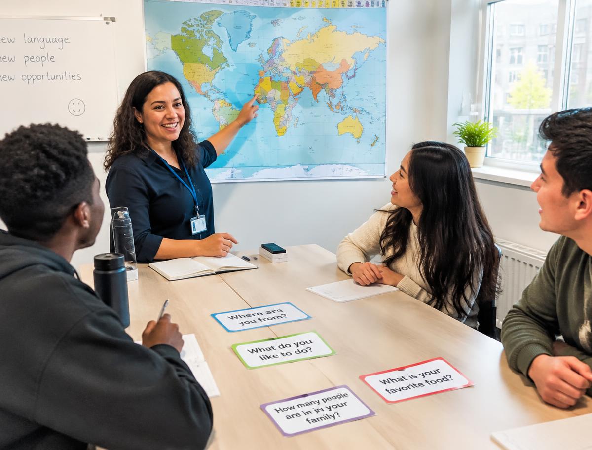 Language Learning: learners taking part in a hands-on activity
